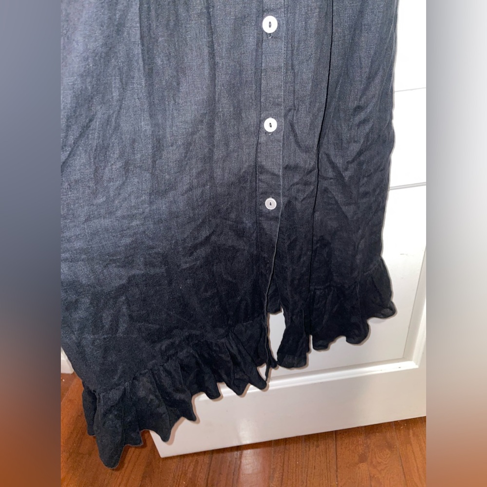 New! Sleeper Caviar Ruffled Off-Shoulder Black Button Front Midi Dress 🖤 OS - Picture 15 of 16